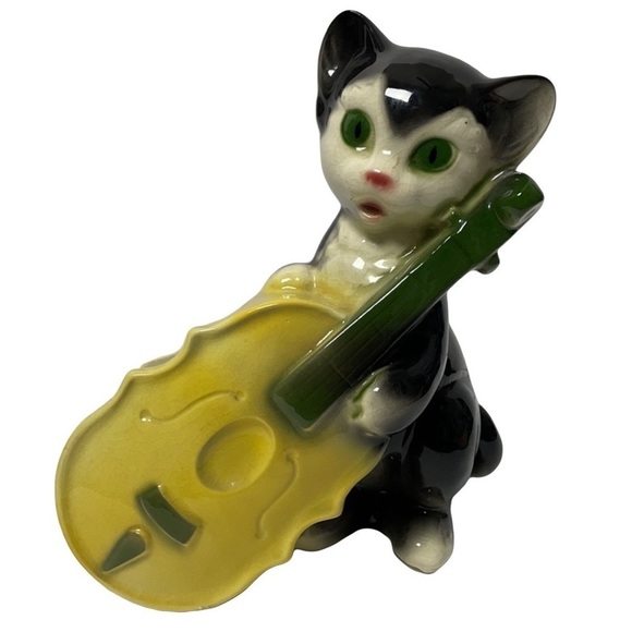 Vintage Royal Copley Cat with Musical Instrument Planter - Picture 1 of 12
